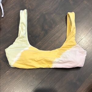 Yellow and Cream Tie-Dye Crop Top